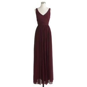 J Crew Heidi Long Bridesmaid Dress in Cabernet